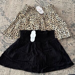 Wonder Nation Leopard and Black Skorts Set